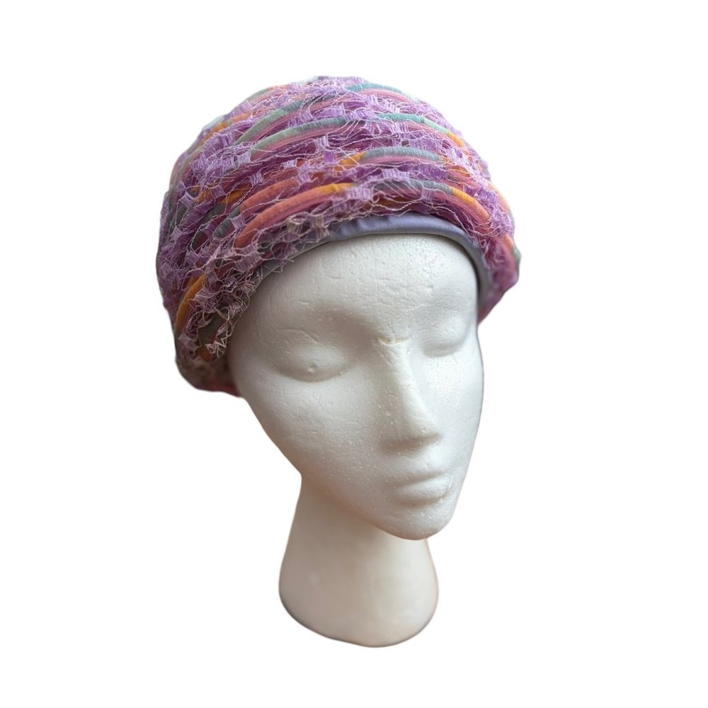 Vintage Netted Purple Turban Hat 1950's Size 22